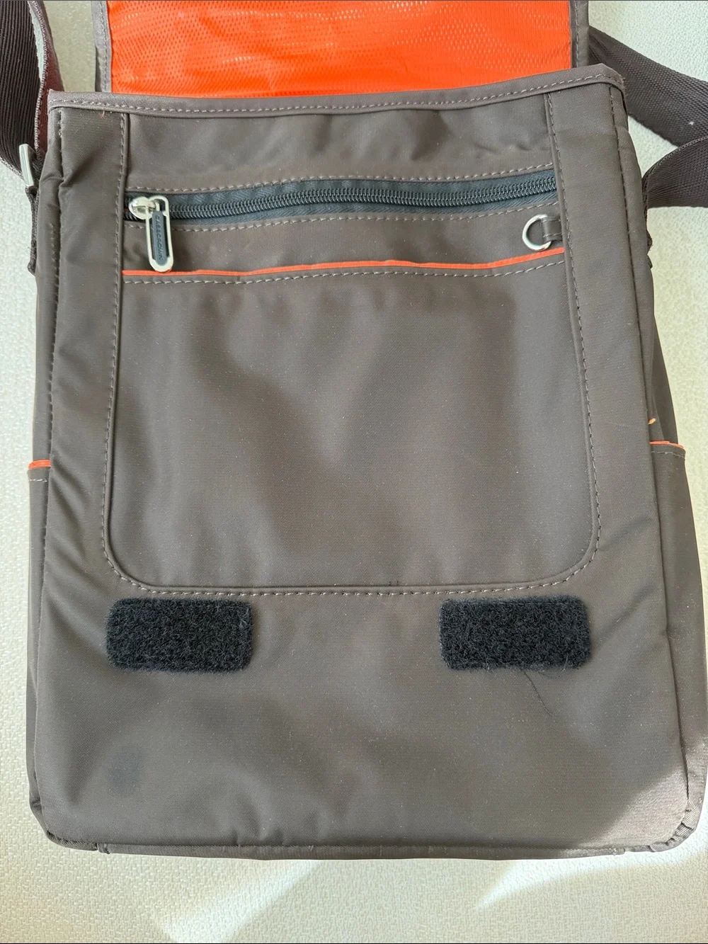 Brown Men's Messenger Bag with Crown Accent